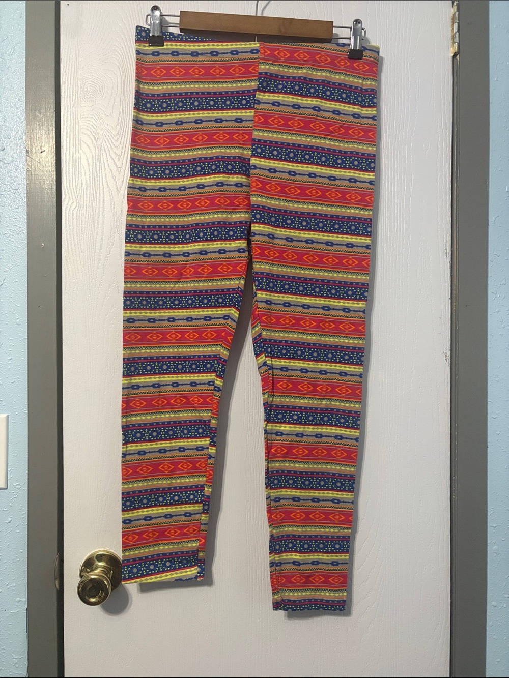 Rue21 Kids Red Yellow Blue Patterned Stretch Leggings